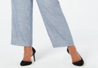 Calvin Klein Women's Pocketed Zippered Tapered Leg Wear to Work Pants Blue Size 14W