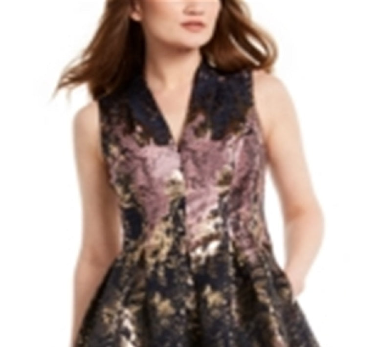 Vince Camuto Women's Metallic Fit & Flare Dress Pink Size 4