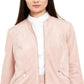 Alfani Women's Faux Suede Zip Pocket Jacket Pink Size Petite Medium