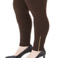 JM Collection Women's Plus Zipper Hem Leggings Brown Size 0X
