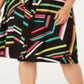 Bar III Women's Belted Button Front Printed Knee Length a Line Skirt Black Size 16W