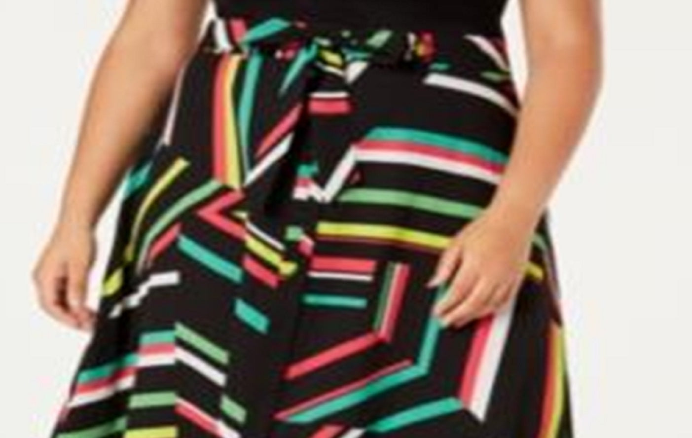 Bar III Women's Plus a Line Striped Skirt Black Size 24W