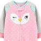 Carter's Girl's Footies Print Light Owl Fleece Footie Pink Size 4T