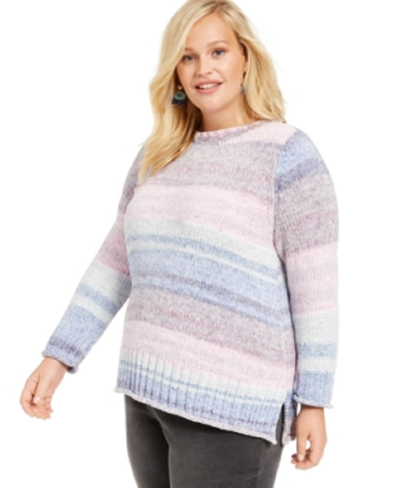 Style & Co Women's Pink Printed Long Sleeve Blouse Size 0X