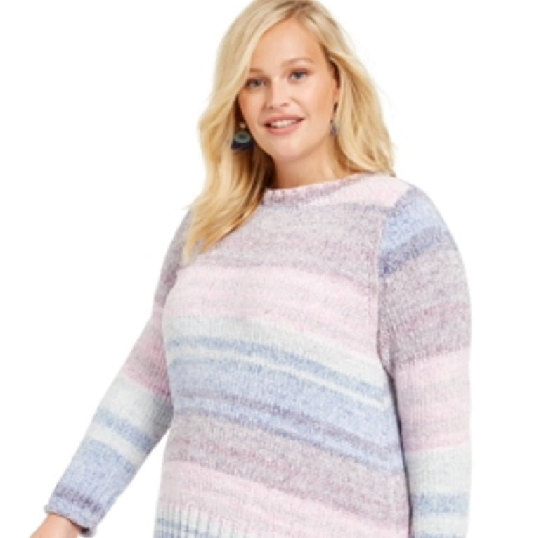 Style & Co Women's Pink Printed Long Sleeve Blouse Size 0X