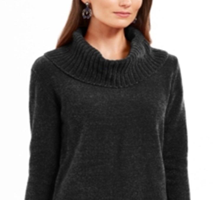 Style & Co Women's Cowlneck Tunic Pullover Sweater Black Size XX-Large