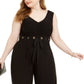 Love Squared Women's Sleeveless V Neck Evening Wide Leg Jumpsuit Plus Black Size 1X