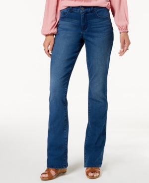 Style & Co Women's Petite Tummy-Control Mid-Rise Bootcut Jeans Blue Size 14