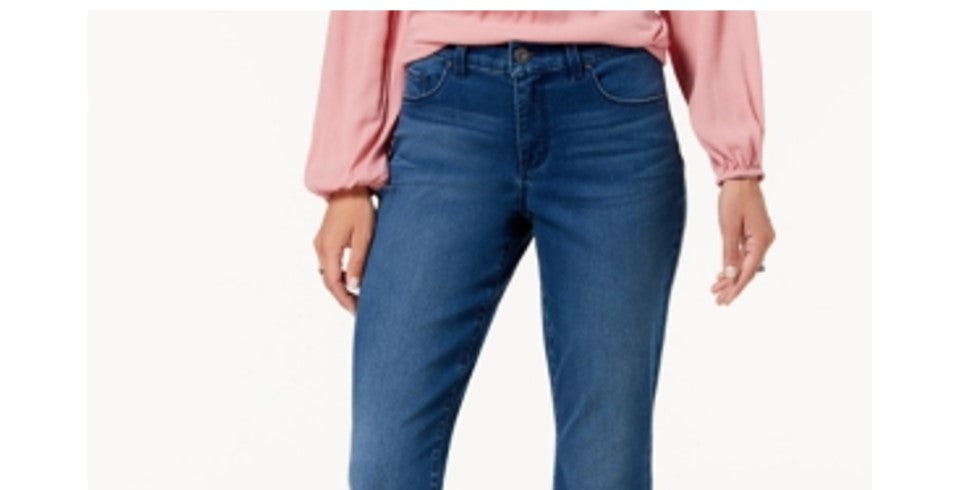 Style & Co Women's Petite Tummy-Control Mid-Rise Bootcut Jeans Blue Size 14