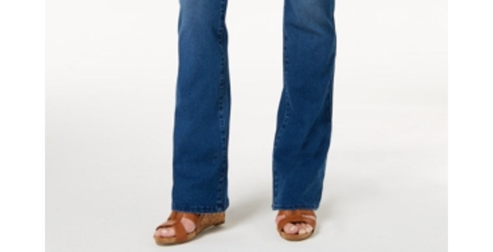 Style & Co Women's Petite Tummy-Control Mid-Rise Bootcut Jeans Blue Size 14