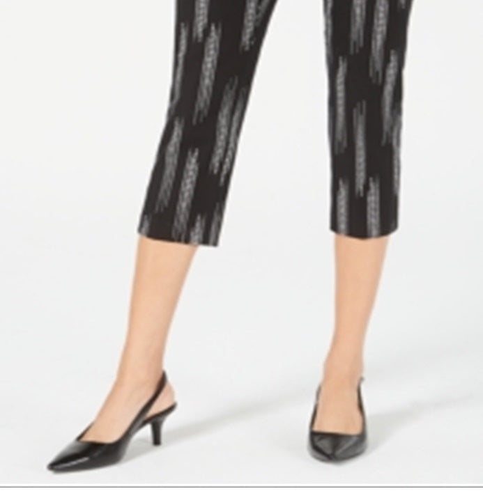 Alfani Women's Printed High Waist Capri Pants Black Size 10 Petite