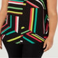 Bar III Women's Striped Sleeveless V Neck Tank Top Black Size 2X
