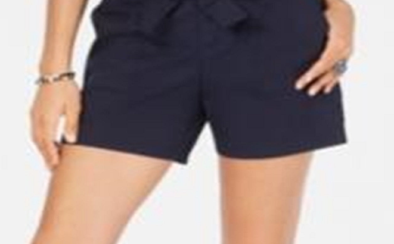Style & Co Women's Comfort Shorts Mid Rise Bow Front Blue Size 16