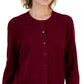 Karen Scott Women's Crew Neck Cardigan Red Size Small