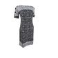 JM Collection Women's  Petite Printed Split-Sleeve Dr Black Winded Grid Size PXS