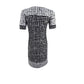 JM Collection Women's  Petite Printed Split-Sleeve Dr Black Winded Grid Size PXS