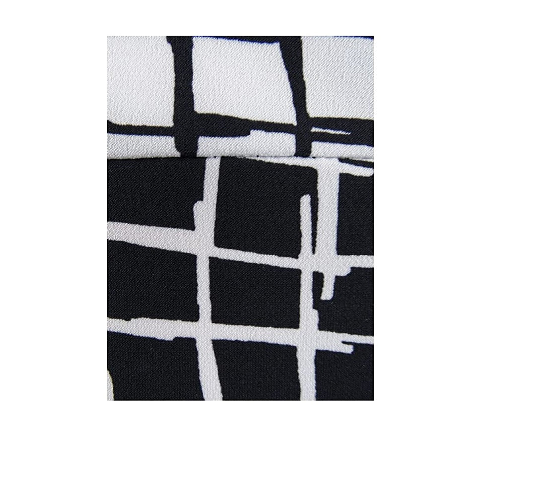 JM Collection Women's  Petite Printed Split-Sleeve Dr Black Winded Grid Size PXS