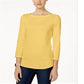 Charter Club Women's Pima Cotton Boat-Neck Button-Shoulder Top  Yellow Size XL