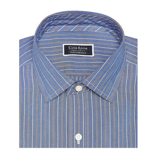 Ryan Seacrest Distinction Men's Ultimate Slim-Fit Non-Iron Performance Stretch Pattern Dress Shirt  Blue Dobby Size 14.5X32-33