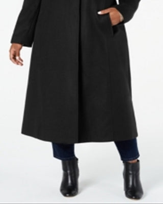 Forecaster Women's Plus Fox Fur Trim Hooded Maxi Coat Black Size 18W