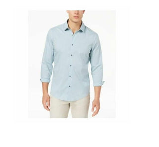 Alfani Men's Striped Button up Shirt Blue Size Large