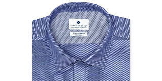 Ryan Seacrest Distinction Men's Ultimate Slim-Fit Non-Iron Performance Stretch Navy Dobby Dress Shirt Blue Size 17 36/37