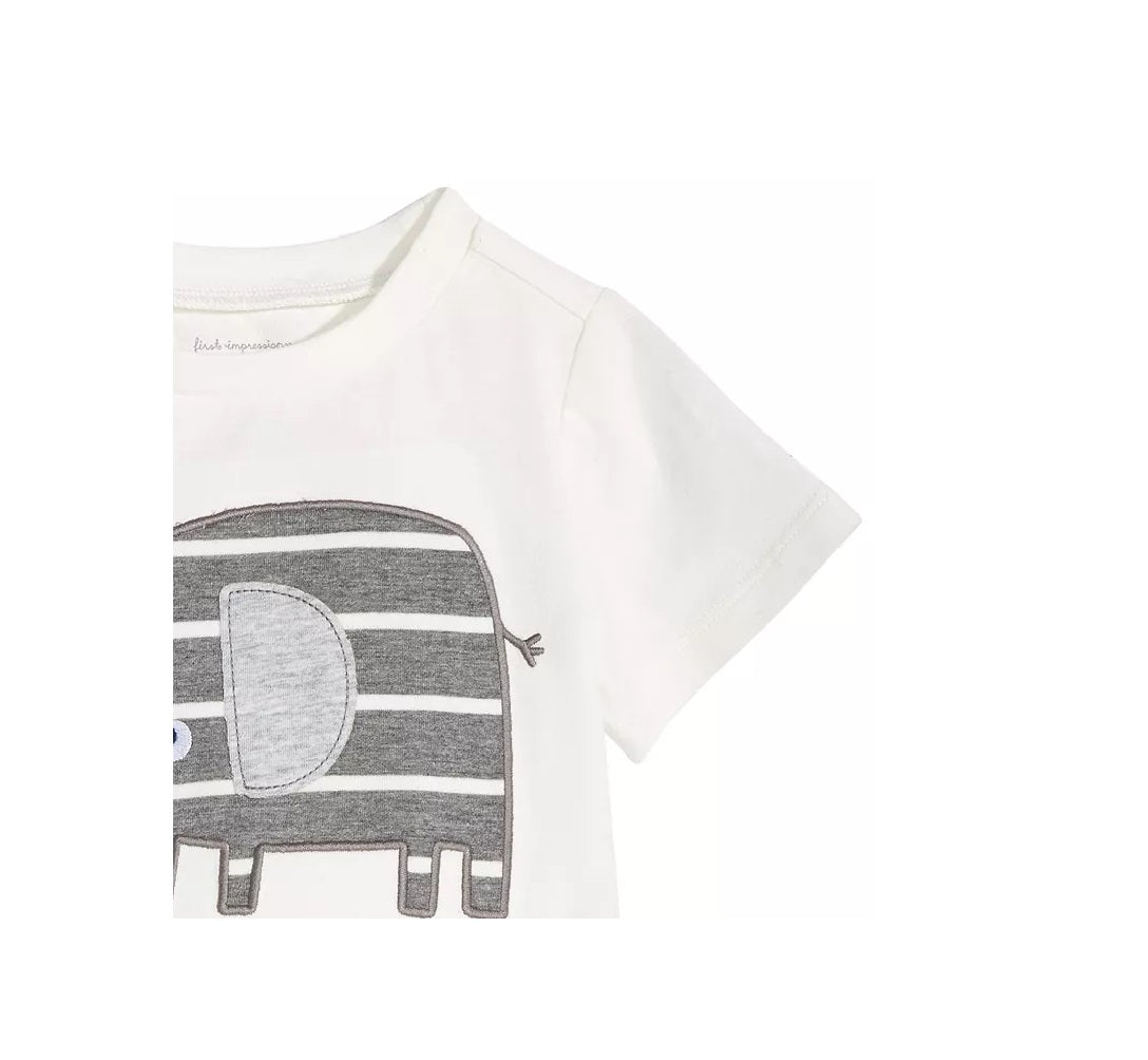 First Impressions Baby Boys Elephant-Print Cotton T-Shirt  Natural Size 12 Months