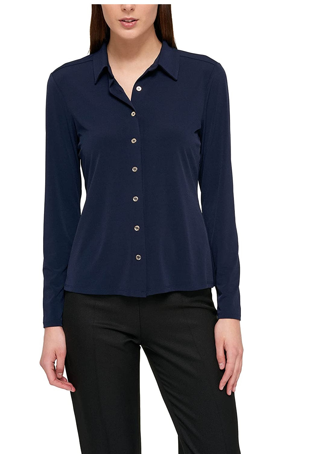 Tommy Hilfiger Women's  Cuffed Collared Button up Top  Blue Size XS