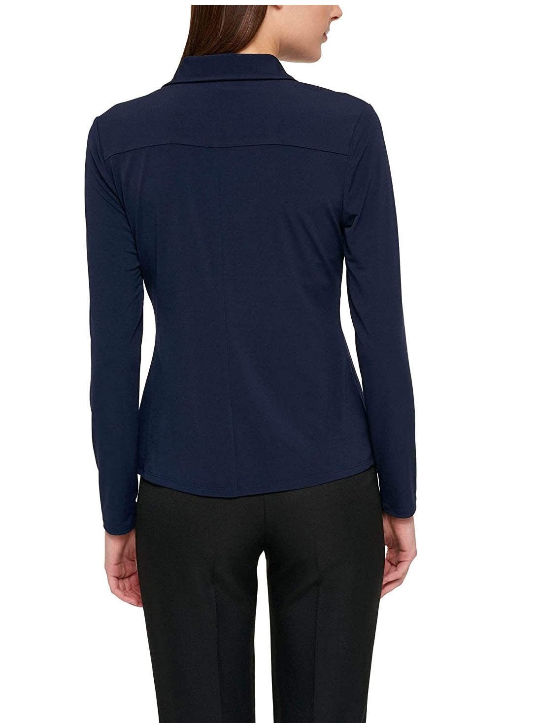 Tommy Hilfiger Women's  Cuffed Collared Button up Top  Blue Size XS