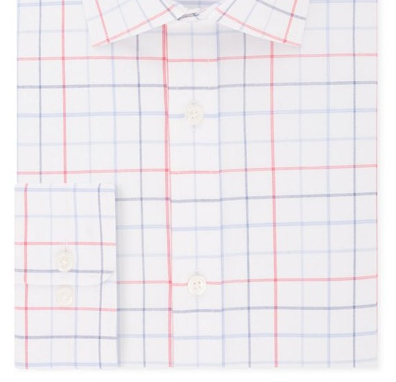 Tommy Hilfiger Men's Fitted Flex Stretch Moisture Wicking Check Dress Shirt Red Size L
