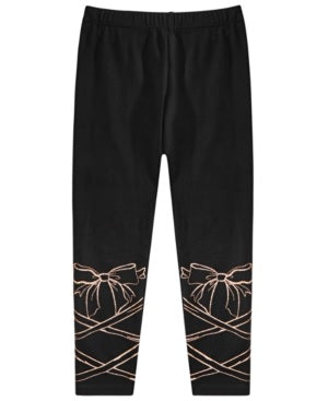 Epic Threads Toddler Girl's Glitter Bow Leggings Black Size 3T