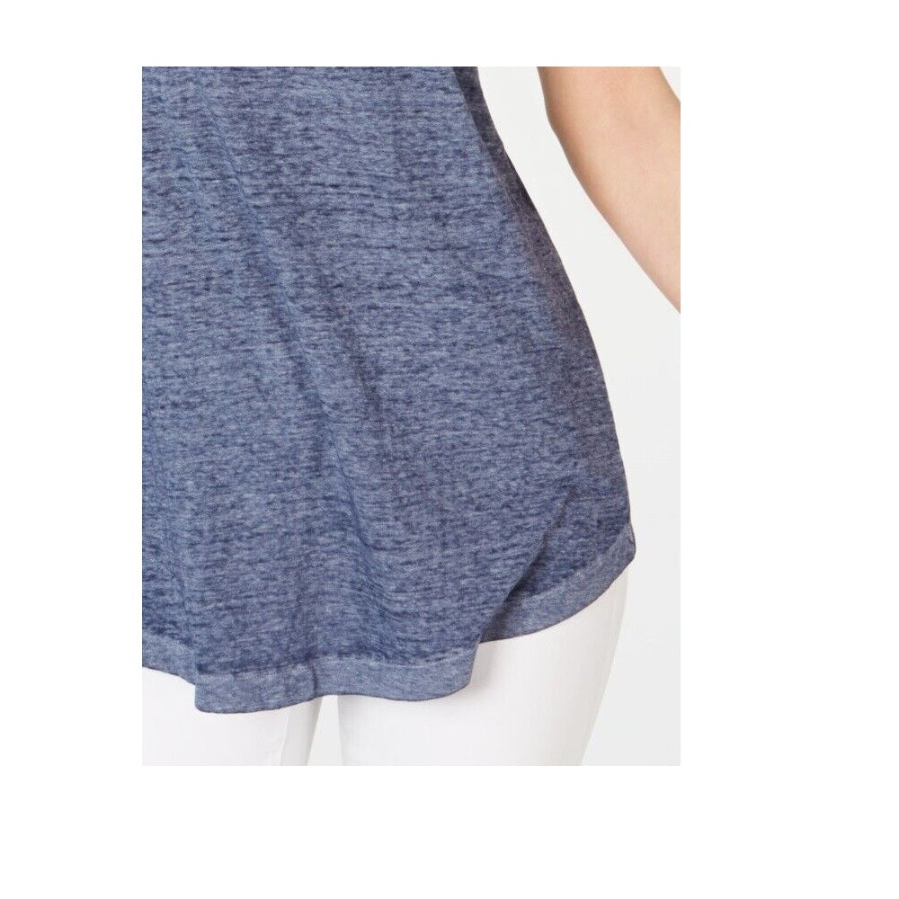 Style & Co Women's Chest Pocket Burnout Top Blue Size Large