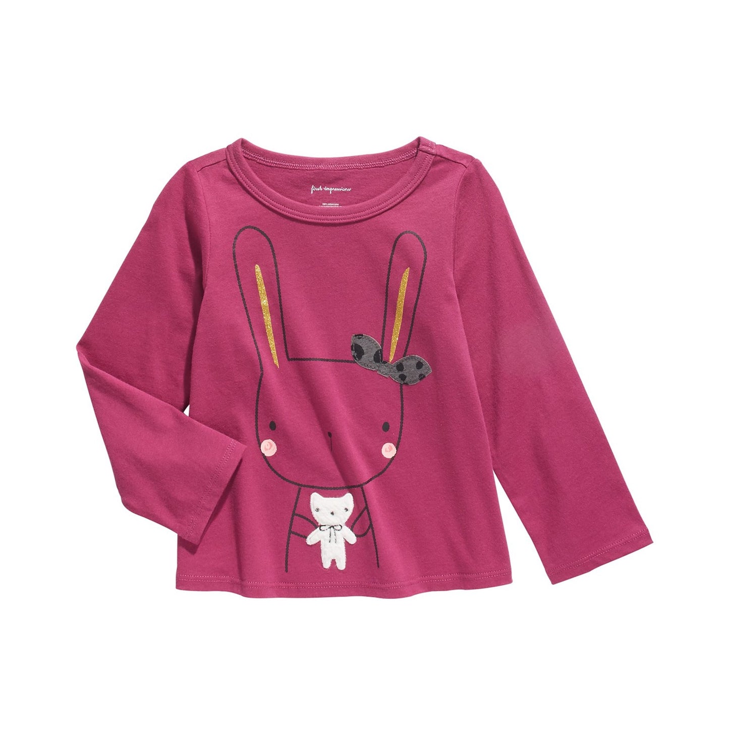 First Impressions Baby Girl's Cotton Bunny & Bear T-Shirt Purple Size 18 MOS