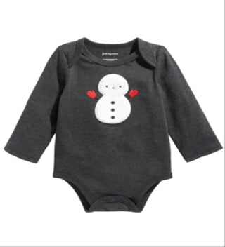 First Impressions Baby Boy's Long Sleeve Snowman Bodysuit Gray Size Newborn