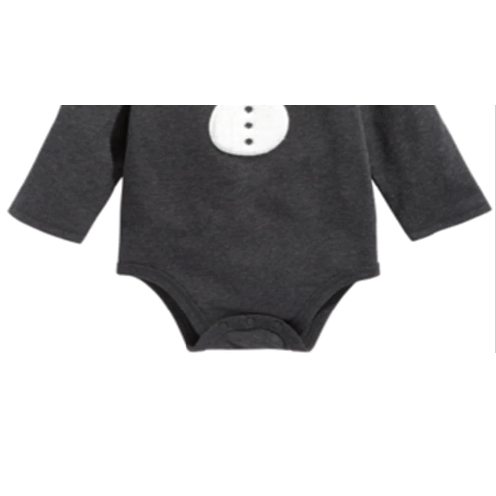 First Impressions Baby Boy's Long Sleeve Snowman Bodysuit Gray Size Newborn