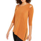 Alfani Women's Asymmetical Cut Out Blouse Orange Size Small