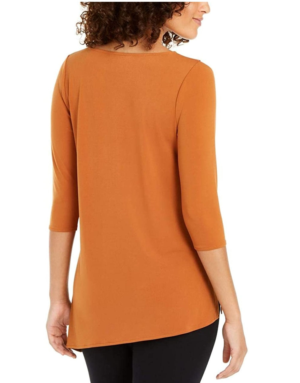 Alfani Women's Asymmetical Cut Out Blouse Orange Size Small