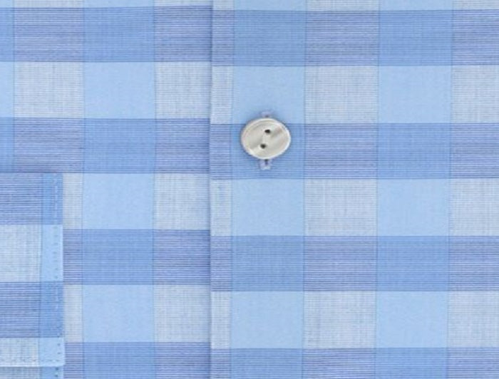Kenneth Cole Reaction Men's Checkls Slim Fit Spread Collar Shirt Blue Size XL