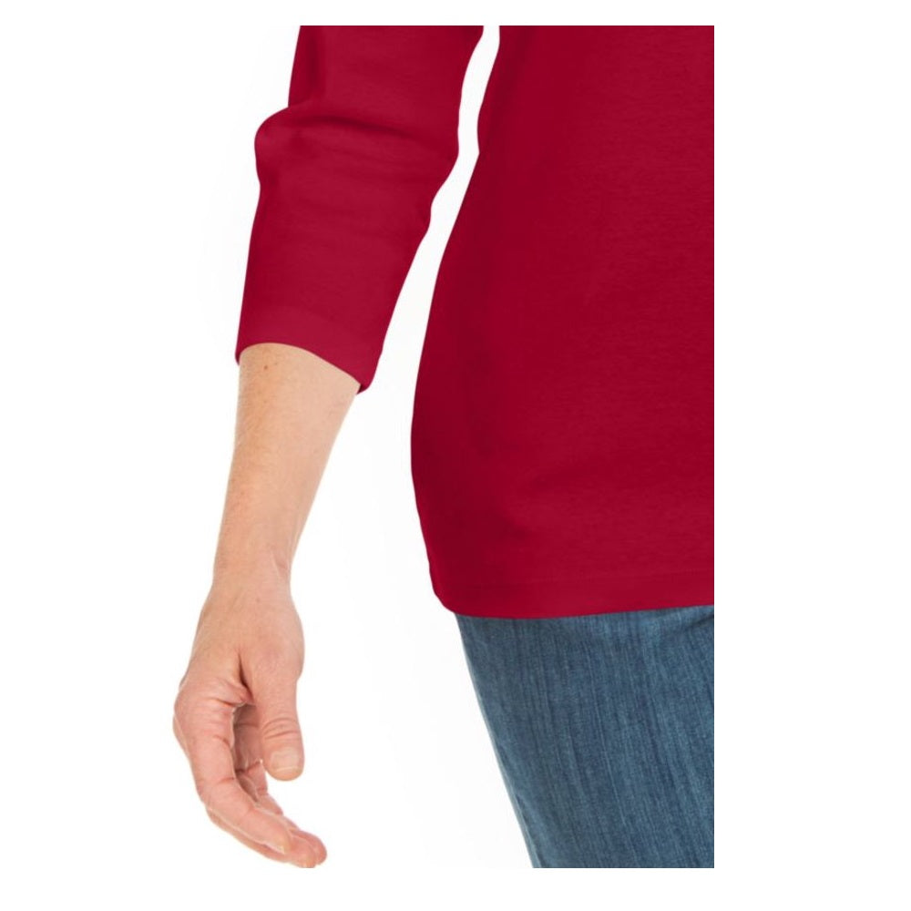 Karen Scott Women's Grommet-Embellished Top New Red Amore Size M