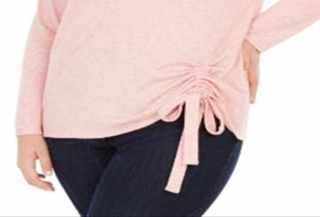 INC International Concepts Women's Plus Drawstring Ruched Top Pink Size 4X