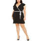 Michael Kors Women's Plus Mini Dress Faux Wrap Contrast Trim Black Size 2X