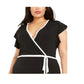 Michael Kors Women's Plus Mini Dress Faux Wrap Contrast Trim Black Size 2X