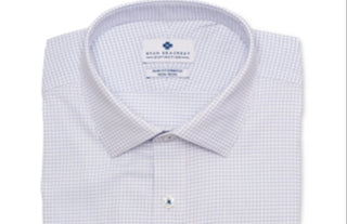 Ryan Seacrest Distinction Men's Slim Fit Non Iron Performance Stretch Check Graph Check Dress Blue Size 18X32X33