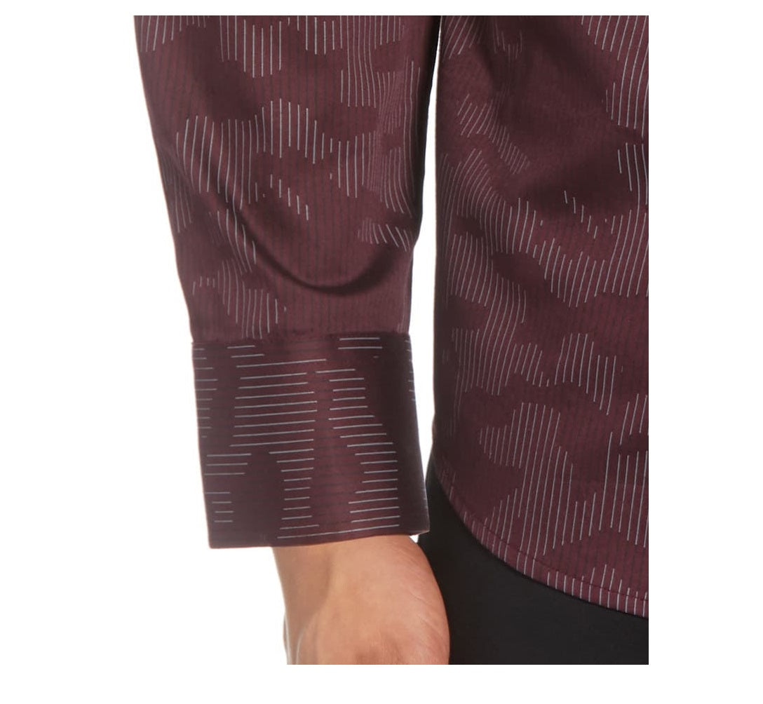 Karl Lengerfeld Men's Camo Print Work Wear Casual Shirt Red Size Medium