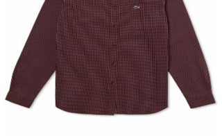 Lacoste Men's Regular Fit Gingham Check Poplin Shirt Red Size 38/S