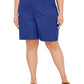 Karen Scott Women's Plus Solid Khaki Bermuda Shorts Blue Size 20