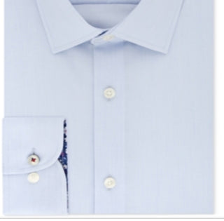 Tommy Hilfiger Men's Button Down Cotton Blend Slim Fit Shirt Blue Size 34-35