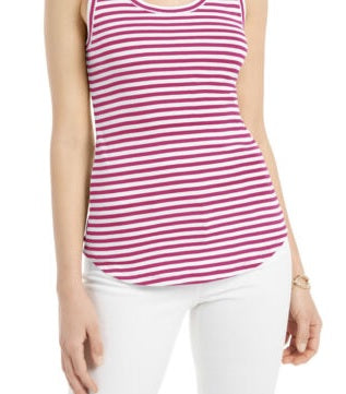 Charter Club Women's Supima Cotton Knit Stripe Tank Pink Size M