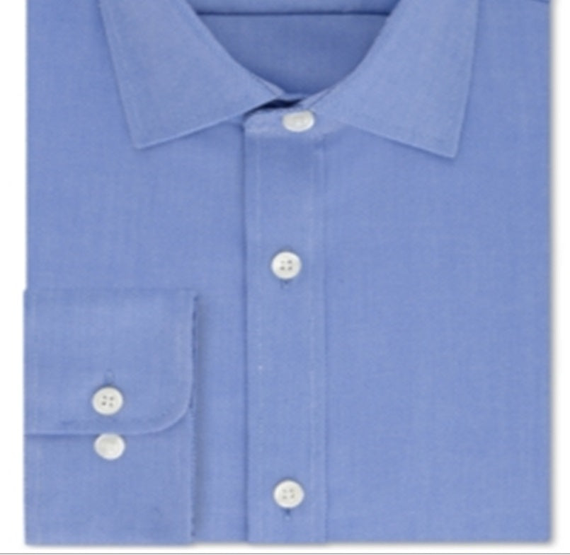 Tommy Hilfiger Men's Athletic Fit Performance Stretch Th Flex Collar Solid Dress Shirt Blue Size XL