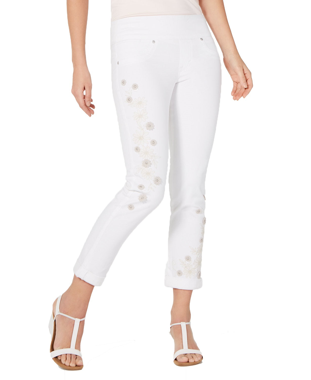 Style Co Women's Embellished Boyfriend Jeans Bright White Size XXL